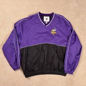 Vintage Minnesota Vikings Pullover Two Tone Windbreaker Jacket Men's Large *READ